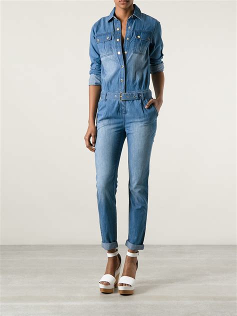 michael kors jumpsuit one shoulder|michael kors denim jumpsuit.